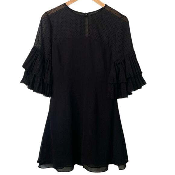 Keepsake Swiss Dot Black Ruffled Whimsical Whimsigoth Mini Dress Size Small - Picture 4 of 11